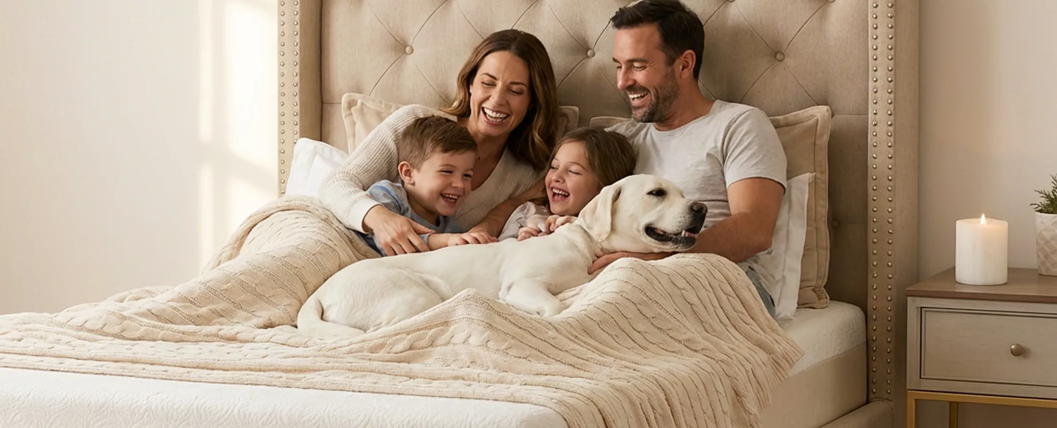 Famille heureuse sur un lit Dreamline